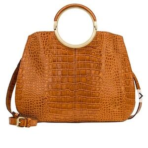 Patricia Nash Arenzano Leather Double Ring Shopper Designer Luxury Animal Print